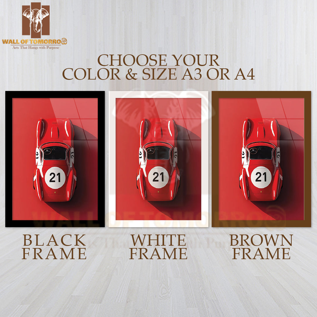 Ferrari Le Mans 1958 High Quality Glass Frame Wall Décor