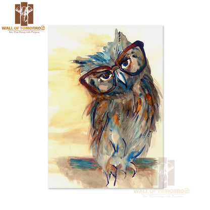 Owl With Big Eyes in Hipster Glasses High Quality Unframed Poster Print & Waterproof Poster Print Wall Décor