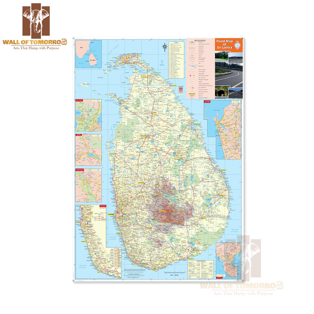 Large detailed map of Sri Lanka with all cities High Quality Unframed Poster Print & Waterproof Poster Print Wall Décor in Sri Lanka