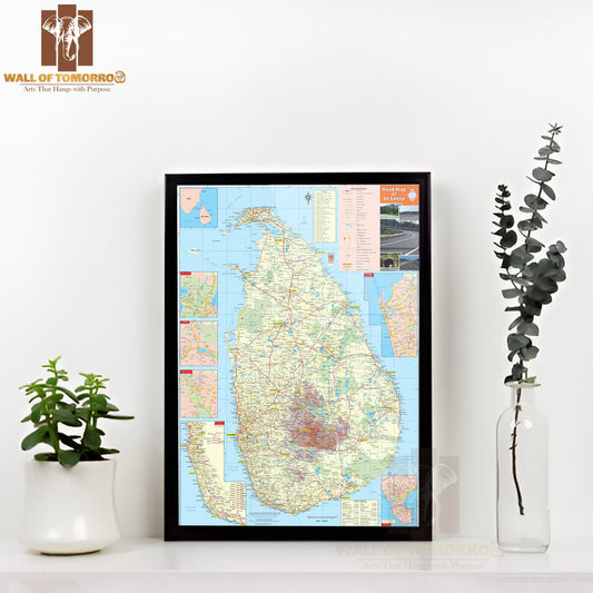 Large detailed map of Sri Lanka with all cities High Quality Glass Frame Wall Décors in Sri Lanka
