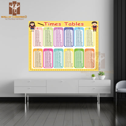 Time Tables with Colors Educational High Quality Unframed Poster Print & Waterproof Poster Print Wall Décor