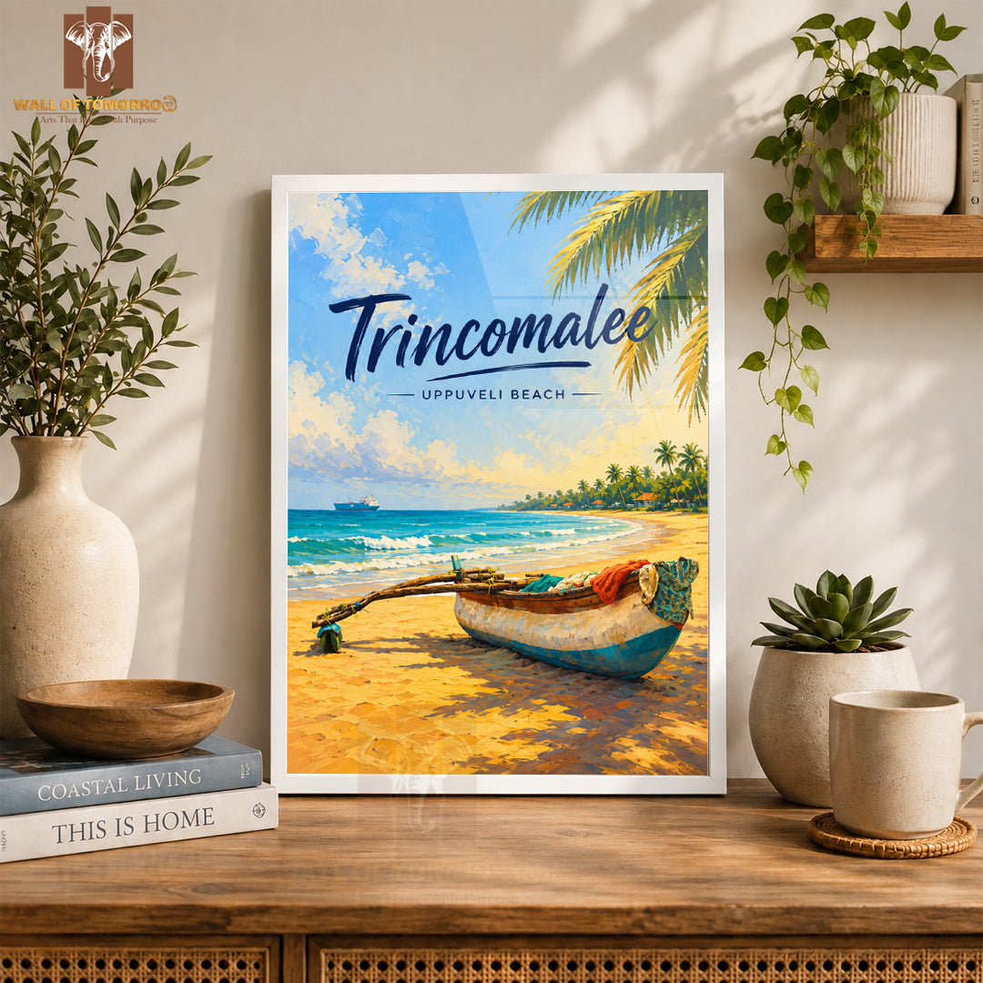 Trincomalee Uppuveli Beach Sri Lanka Travel High Quality Glass Frame Wall Décor