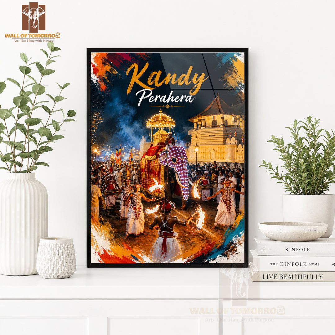 Kandy Perahera Sri Lanka Travel High Quality Glass Frame Wall Décor