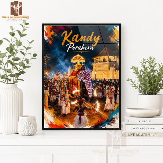 Kandy Perahera Sri Lanka Travel High Quality Glass Frame Wall Décor