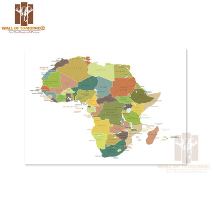 Africa Highly Detailed Map Educational High Quality Unframed Poster Print & Waterproof Poster Print Wall Décor