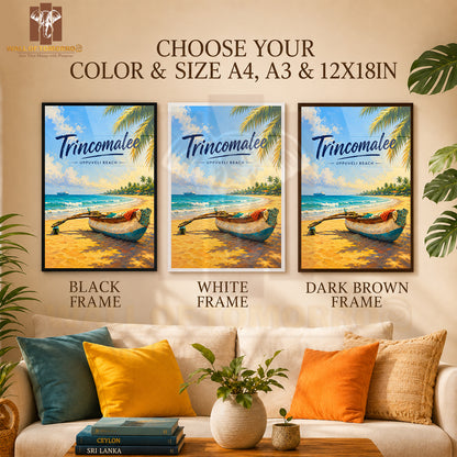 Trincomalee Uppuveli Beach Sri Lanka Travel High Quality Glass Frame Wall Décor