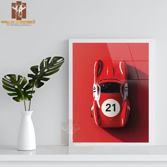 Ferrari Le Mans 1958 High Quality Glass Frame Wall Décor