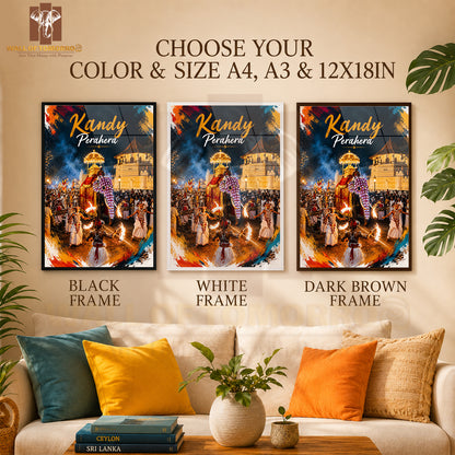 Kandy Perahera Sri Lanka Travel High Quality Glass Frame Wall Décor