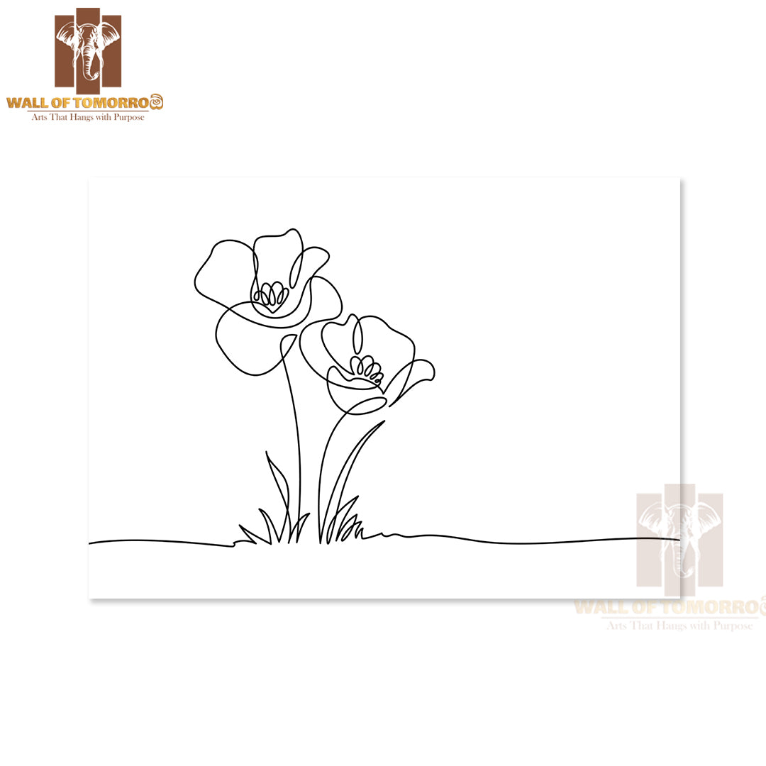 Doodle Floral Border with Two Flowers High Quality Unframed Poster Print & Waterproof Poster Print Wall Décor