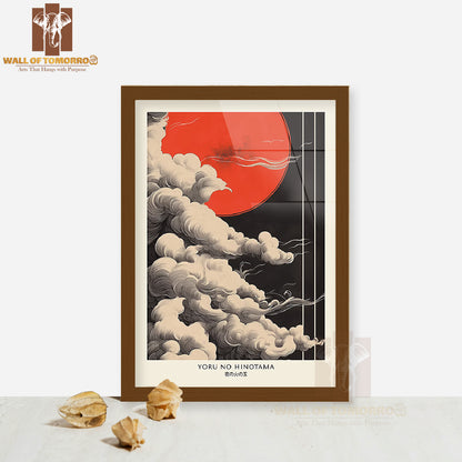 Yoru No Hinotama Japandi Elegance Art High Quality Glass Frame Wall Décor