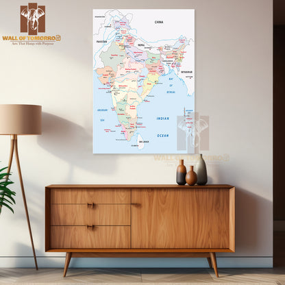 India Administrative Map Educational High Quality Unframed Poster Print & Waterproof Poster Print Wall Décor