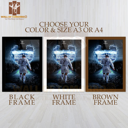 Famous Soccer Player with Team Jersey Sports High Quality Glass Frame Wall Décor