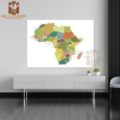 Africa Highly Detailed Map Educational High Quality Unframed Poster Print & Waterproof Poster Print Wall Décor