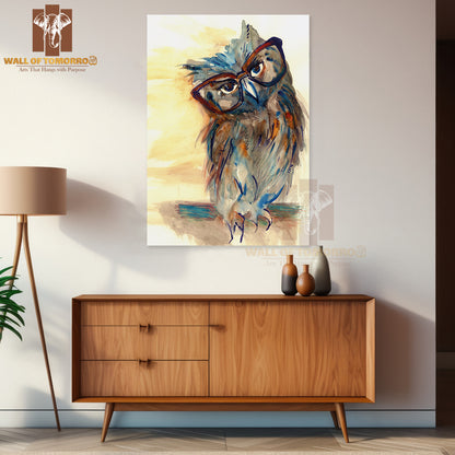 Owl With Big Eyes in Hipster Glasses High Quality Unframed Poster Print & Waterproof Poster Print Wall Décor