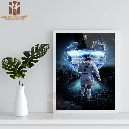 Famous Soccer Player with Team Jersey Sports High Quality Glass Frame Wall Décor