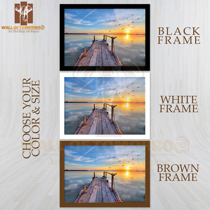 Birds Flying by the Lake with Sunset High Quality Unframed Poster Print & Waterproof Poster Print Wall Décor