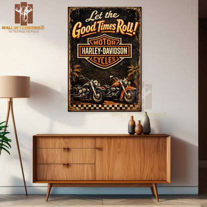Harly Davidson, Let The Good Time Roll Motor Bike High Quality Unframed Poster Print & Laminated Poster Print Wall Décor in Sri Lanka