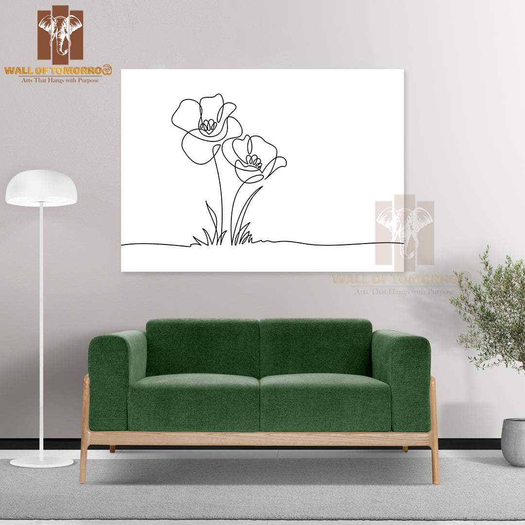 Doodle Floral Border with Two Flowers High Quality Unframed Poster Print & Waterproof Poster Print Wall Décor
