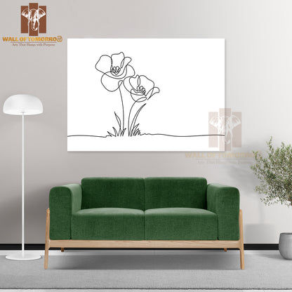 Doodle Floral Border with Two Flowers High Quality Unframed Poster Print & Waterproof Poster Print Wall Décor