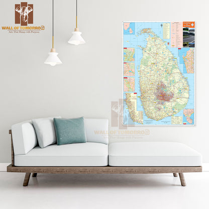 Large detailed map of Sri Lanka with all cities High Quality Unframed Poster Print & Waterproof Poster Print Wall Décor in Sri Lanka