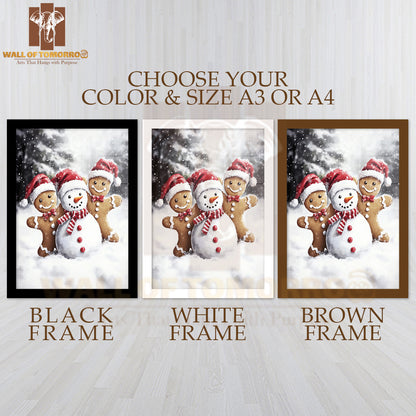 The Season Gingerbread Man Snowman High Quality Glass Frame Wall Décor