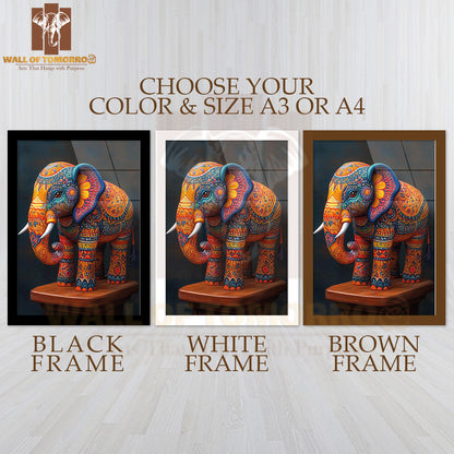 Sri Lankan Elephant Figurine Art Travel High Quality Glass Frame Wall Décor