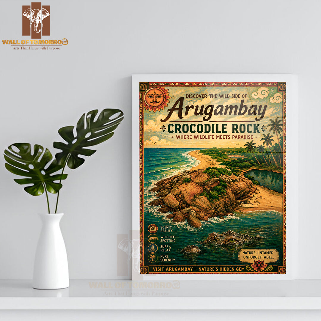The Wild Side of Arugambay at Crocodile Rock Travel High Quality Glass Frame Wall Décor