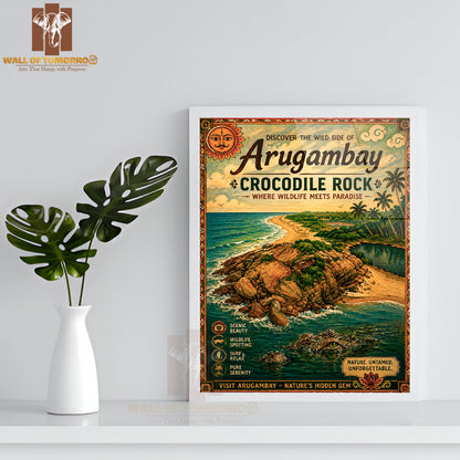 The Wild Side of Arugambay at Crocodile Rock Travel High Quality Glass Frame Wall Décor