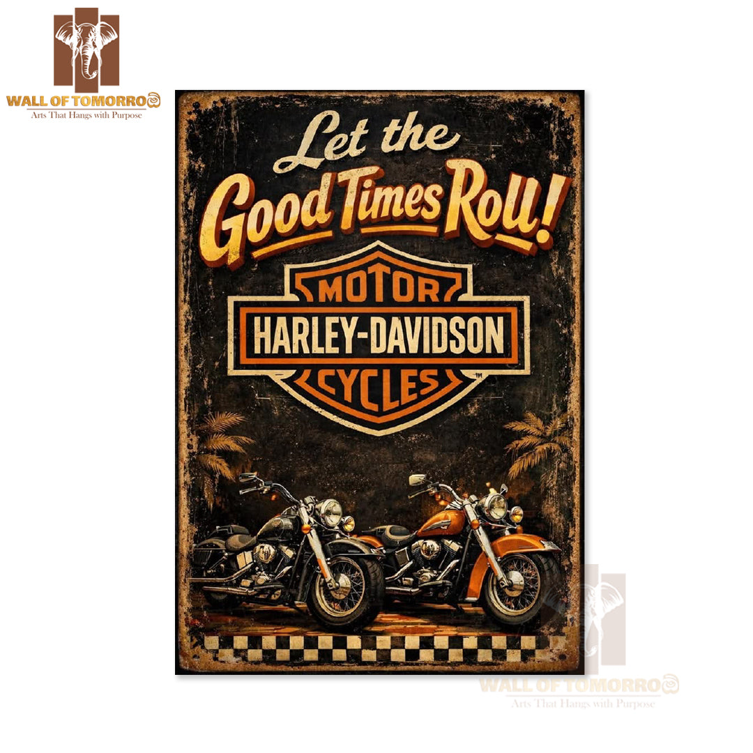 Harly Davidson, Let The Good Time Roll Motor Bike High Quality Unframed Poster Print & Laminated Poster Print Wall Décor in Sri Lanka