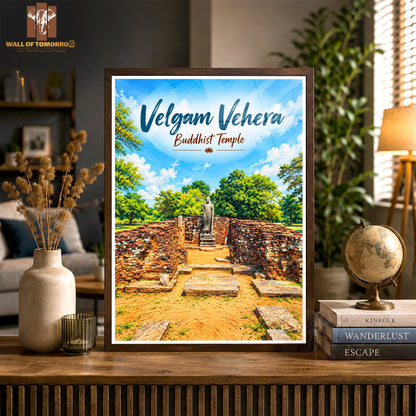 Velgam Vehera Buddhist Temple, Trincomalee Sri Lanka Travel High Quality Glass Frame Wall Décor