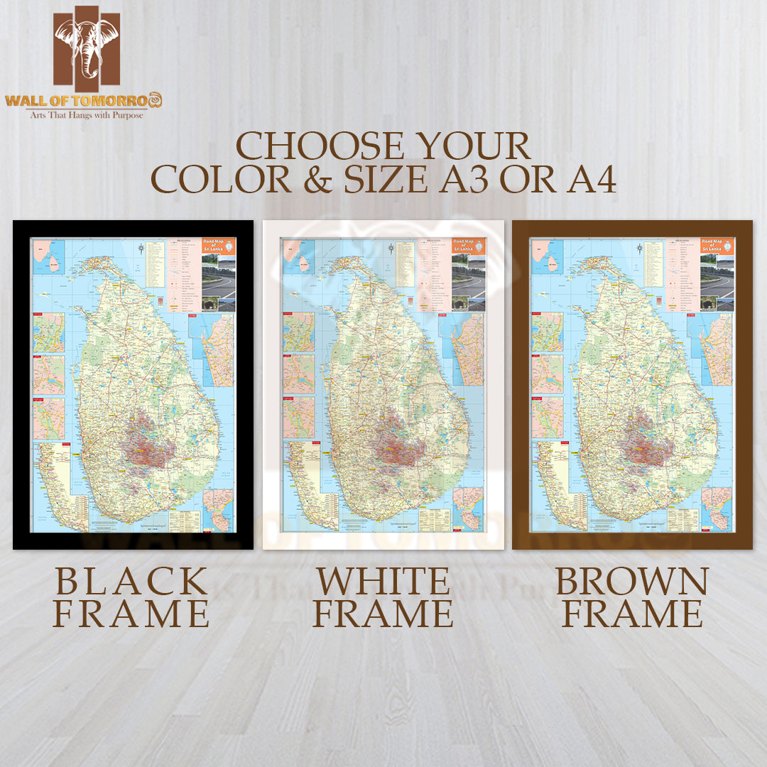 Large detailed map of Sri Lanka with all cities High Quality Glass Frame Wall Décors in Sri Lanka