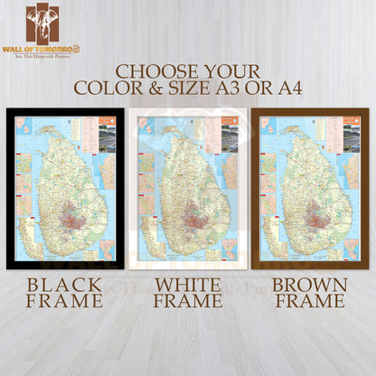 Large detailed map of Sri Lanka with all cities High Quality Glass Frame Wall Décors in Sri Lanka
